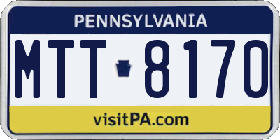 PA license plate MTT8170