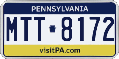 PA license plate MTT8172