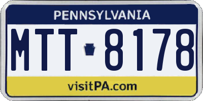 PA license plate MTT8178
