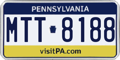 PA license plate MTT8188