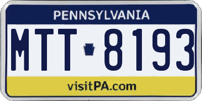 PA license plate MTT8193