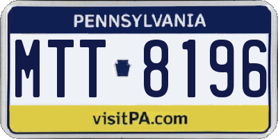 PA license plate MTT8196