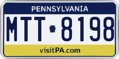 PA license plate MTT8198
