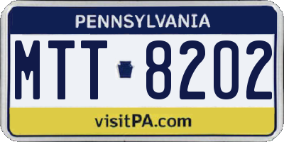 PA license plate MTT8202