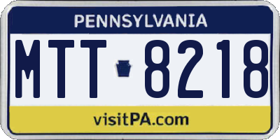 PA license plate MTT8218