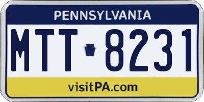 PA license plate MTT8231
