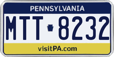 PA license plate MTT8232