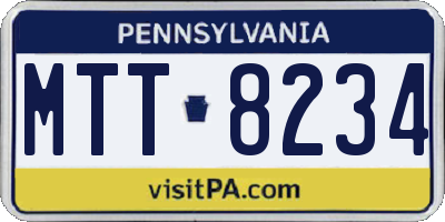 PA license plate MTT8234