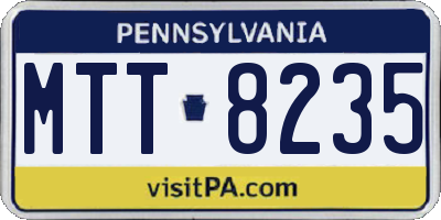 PA license plate MTT8235