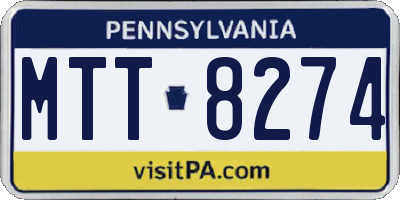 PA license plate MTT8274
