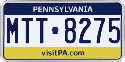 PA license plate MTT8275