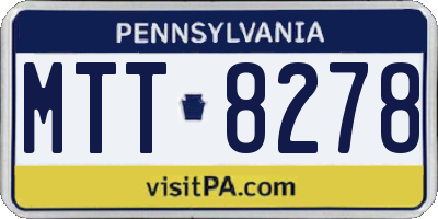 PA license plate MTT8278