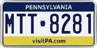 PA license plate MTT8281