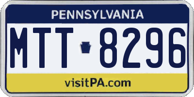 PA license plate MTT8296