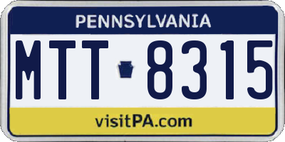 PA license plate MTT8315