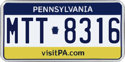 PA license plate MTT8316