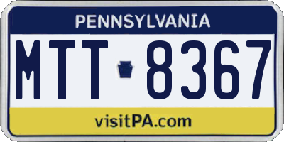 PA license plate MTT8367