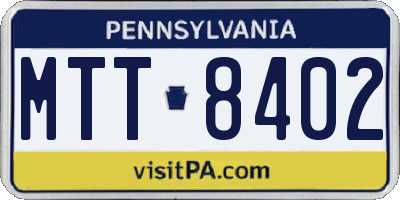 PA license plate MTT8402