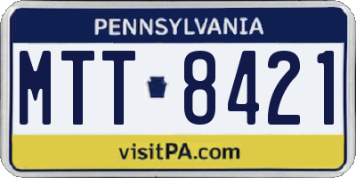 PA license plate MTT8421