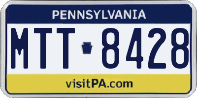 PA license plate MTT8428