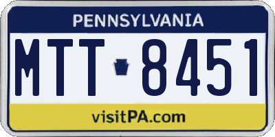 PA license plate MTT8451