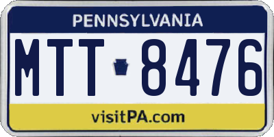 PA license plate MTT8476
