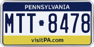 PA license plate MTT8478