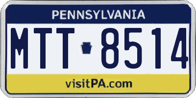 PA license plate MTT8514