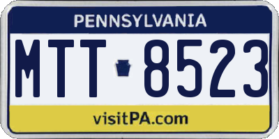 PA license plate MTT8523