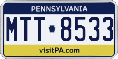 PA license plate MTT8533