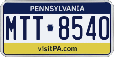 PA license plate MTT8540