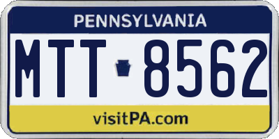 PA license plate MTT8562