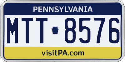 PA license plate MTT8576