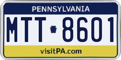 PA license plate MTT8601