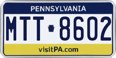 PA license plate MTT8602