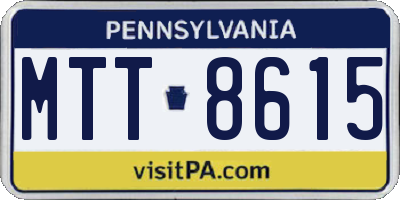 PA license plate MTT8615
