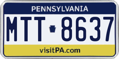 PA license plate MTT8637