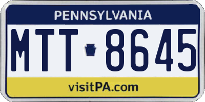 PA license plate MTT8645