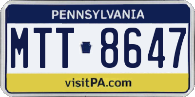 PA license plate MTT8647