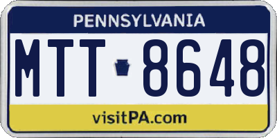 PA license plate MTT8648