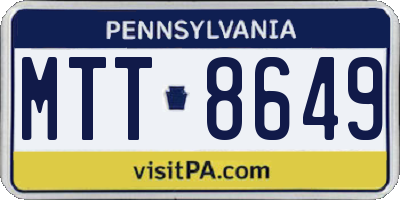 PA license plate MTT8649
