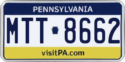 PA license plate MTT8662
