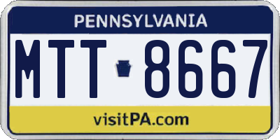 PA license plate MTT8667