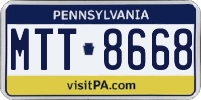 PA license plate MTT8668