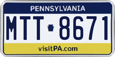 PA license plate MTT8671