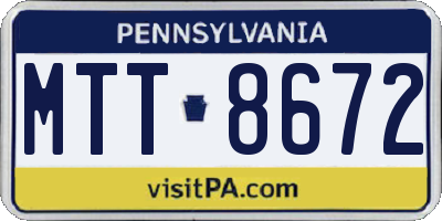 PA license plate MTT8672