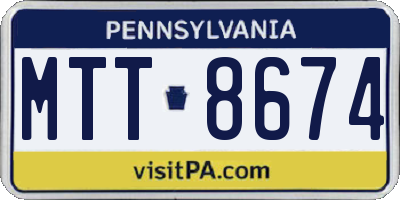 PA license plate MTT8674