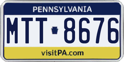 PA license plate MTT8676
