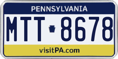 PA license plate MTT8678