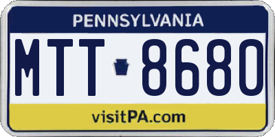 PA license plate MTT8680